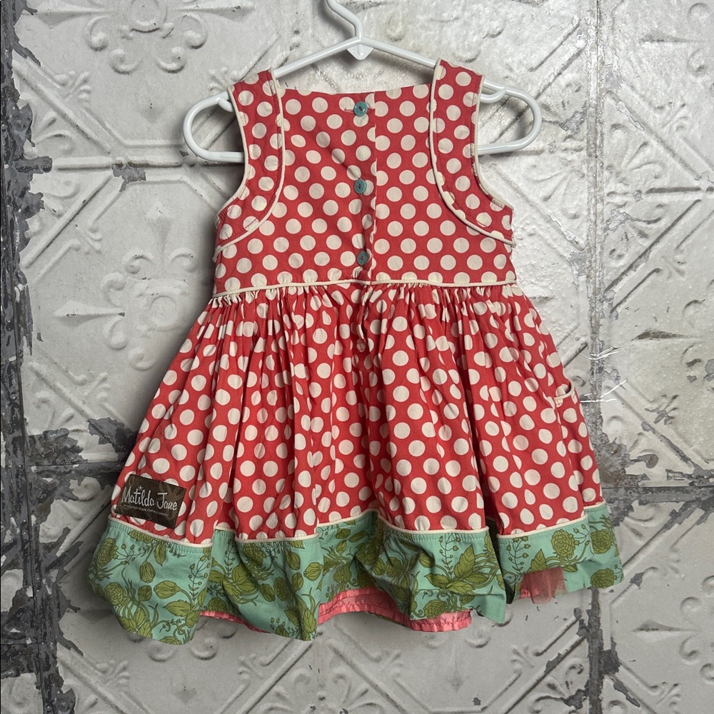 Matilda Jane Polka Dot Dress with Green Floral Hem - Picture 4 of 4